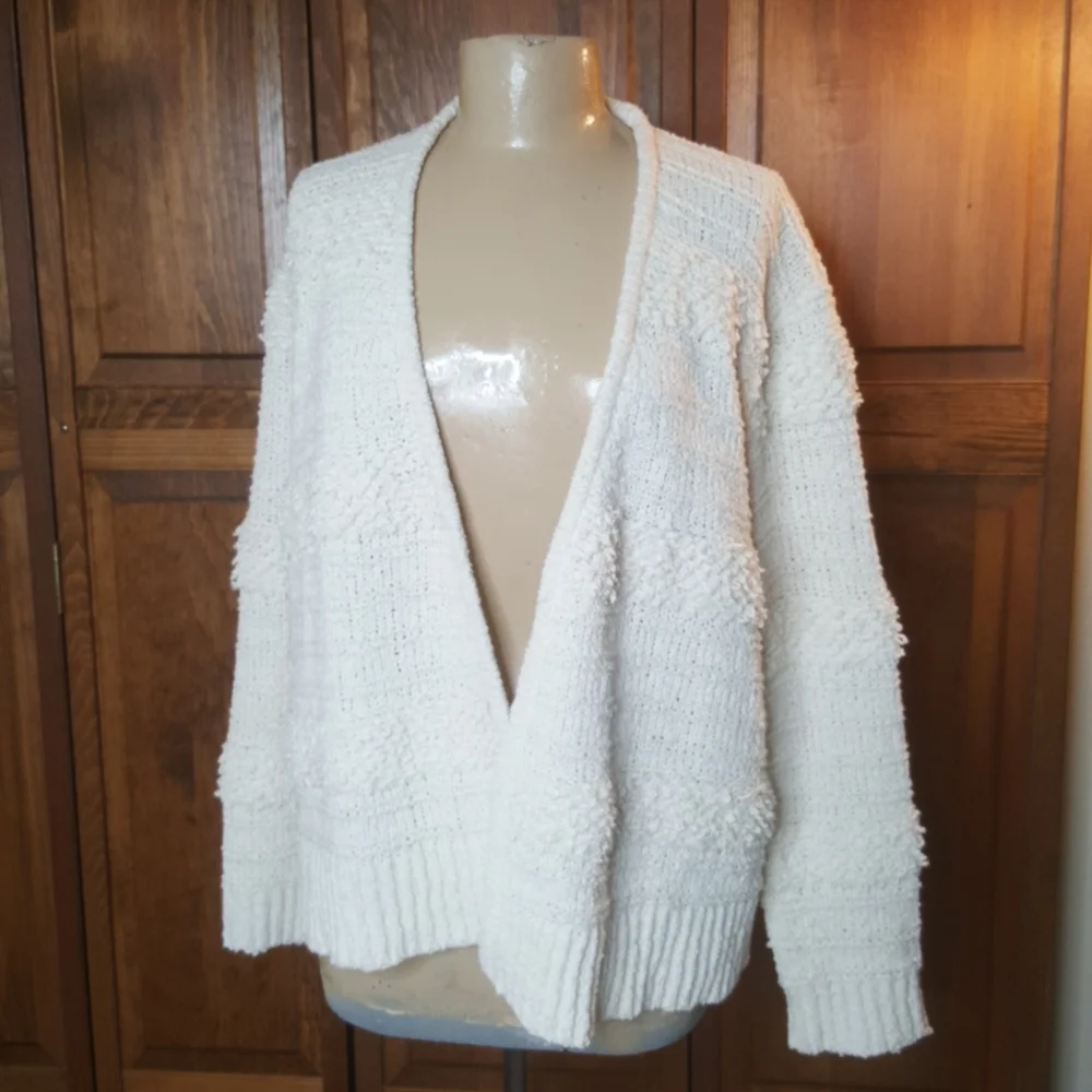 Madewell BRONSON Chunky Neutral Cardigan Sweater Sz L